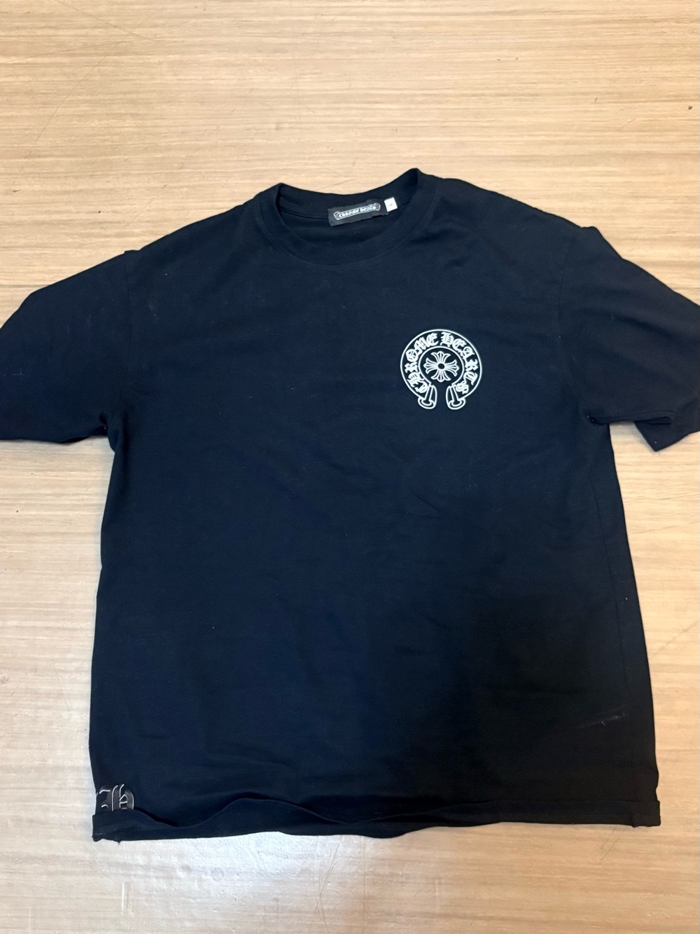 Chrome Hearts Black Short Sleeve Tee with White Cross Logo